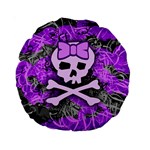 Purple Girly Skull Standard 15  Premium Round Cushion 