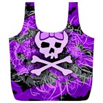Purple Girly Skull Full Print Recycle Bag (XL)
