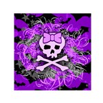 Purple Girly Skull Small Satin Scarf (Square)