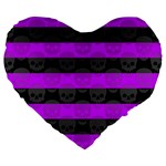Purple Goth Skulls  Large 19  Premium Heart Shape Cushion
