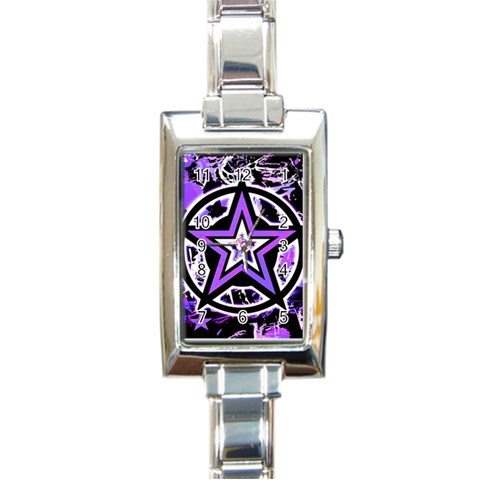 Purple Star Rectangle Italian Charm Watch from UrbanLoad.com Front