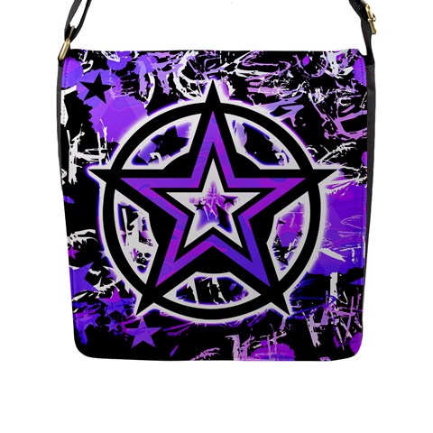 Purple Star Flap Closure Messenger Bag (L) from UrbanLoad.com Front
