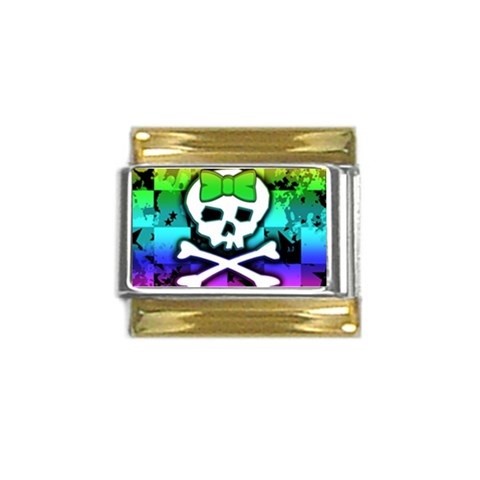 Rainbow Skull Gold Trim Italian Charm (9mm) from UrbanLoad.com Front