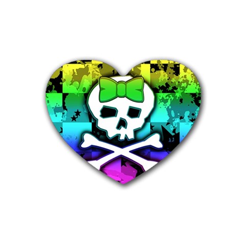 Rainbow Skull Rubber Heart Coaster (4 pack) from UrbanLoad.com Front