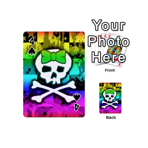Rainbow Skull Playing Cards 54 Designs (Mini) from UrbanLoad.com Front - Spade4