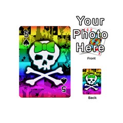 Rainbow Skull Playing Cards 54 Designs (Mini) from UrbanLoad.com Front - Spade5