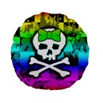 Rainbow Skull Standard 15  Premium Flano Round Cushion 