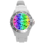 Rainbow Skull Collection Round Plastic Sport Watch (L)
