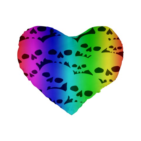 Rainbow Skull Collection Standard 16  Premium Flano Heart Shape Cushion  from UrbanLoad.com Front