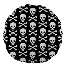 Skull and Crossbones Large 18  Premium Flano Round Cushion  from UrbanLoad.com Back