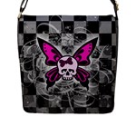 Skull Butterfly Flap Closure Messenger Bag (L)