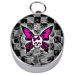 Skull Butterfly Silver Compass