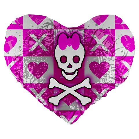 Skull Princess Large 19  Premium Flano Heart Shape Cushion from UrbanLoad.com Front