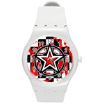Star Checkerboard Splatter Round Plastic Sport Watch (M)