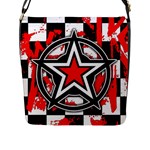 Star Checkerboard Splatter Flap Closure Messenger Bag (L)