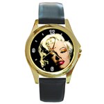 Marilyn Monroe Round Gold Metal Watch