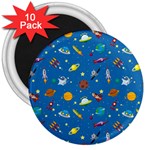 Space Rocket Solar System Pattern 3  Magnets (10 pack) 