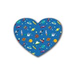 Space Rocket Solar System Pattern Heart Coaster (4 pack) 