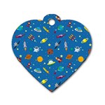 Space Rocket Solar System Pattern Dog Tag Heart (Two Sides)
