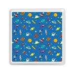 Space Rocket Solar System Pattern Memory Card Reader (Square)