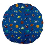 Space Rocket Solar System Pattern Large 18  Premium Flano Round Cushions