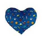 Space Rocket Solar System Pattern Standard 16  Premium Flano Heart Shape Cushions
