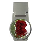 Red Rose Reflections Flower Money Clip (Round)