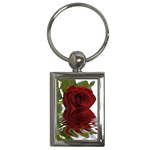 Red Rose Reflections Flower Key Chain (Rectangle)