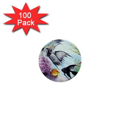 Angel Fish and Neon Aquarium 1  Mini Button (100 pack)  from UrbanLoad.com Front