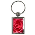Glorious Pink Rose Flower Key Chain (Rectangle)