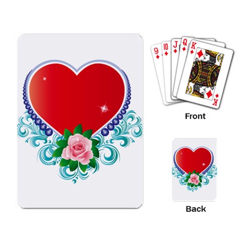 Heart and Rose Flower Playing Cards Single Design from UrbanLoad.com Back