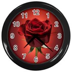 Beautiful Red Rose Flower Wall Clock (Black)