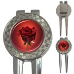 Beautiful Red Rose Flower 3-in-1 Golf Divot