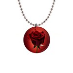 Beautiful Red Rose Flower 1  Button Necklace