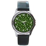 Seamless Pattern With Viruses Round Metal Watch
