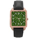 Seamless Pattern With Viruses Rose Gold Leather Watch 