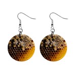 Honeycomb With Bees Mini Button Earrings