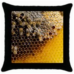 Honeycomb With Bees Throw Pillow Case (Black)