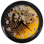 Honeycomb With Bees Wall Clock (Black)