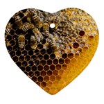 Honeycomb With Bees Heart Ornament (Two Sides)