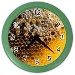 Honeycomb With Bees Color Wall Clock