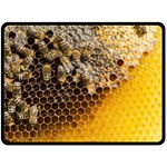 Honeycomb With Bees Double Sided Fleece Blanket (Large) 