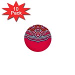 Red Mandala 1  Mini Buttons (10 pack) 
