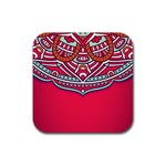 Red Mandala Rubber Coaster (Square) 
