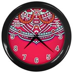 Red Mandala Wall Clock (Black)