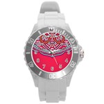 Red Mandala Round Plastic Sport Watch (L)
