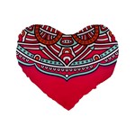 Red Mandala Standard 16  Premium Heart Shape Cushions