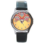 Yellow Mandala Round Metal Watch