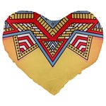 Yellow Mandala Large 19  Premium Flano Heart Shape Cushions