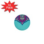 Blue Mandala 1  Mini Buttons (10 pack) 